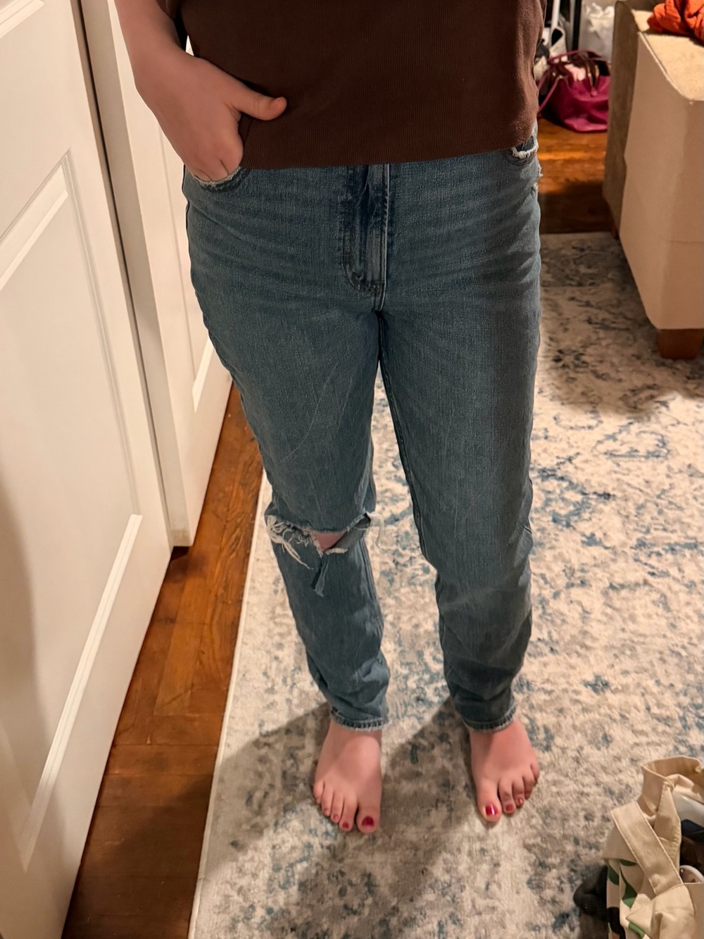 Abercrombie 90s Slim Straight High-Rise Distressed Blue Women’s Jeans